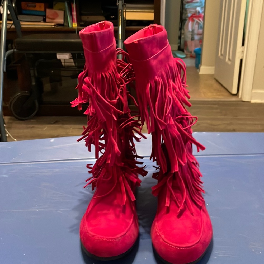 Pink Fringe boots